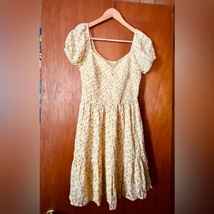 Hollister Yellow Floral Smocked Top